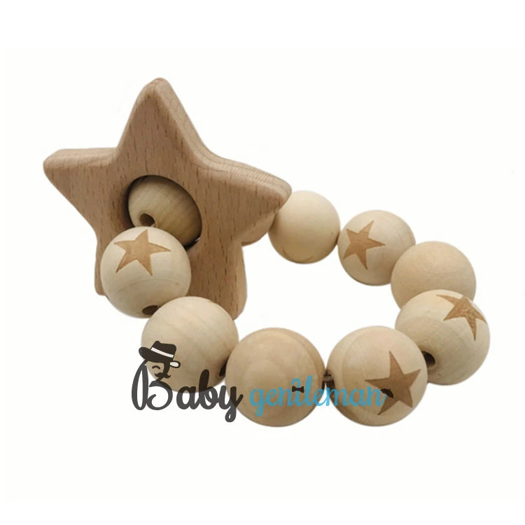 New Design Food Grade Safe Wooden Molar Beads Teether for Babies Z08197K