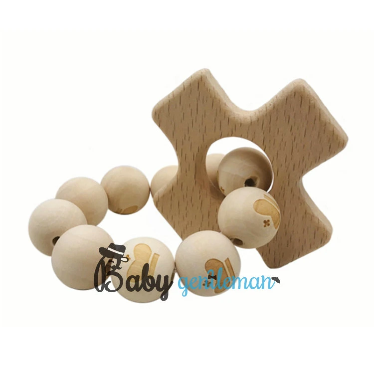 New Design Food Grade Safe Wooden Molar Beads Teether for Babies Z08197K